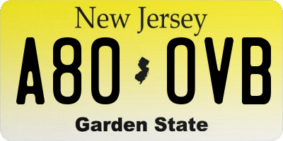 NJ license plate A80OVB