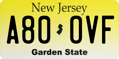 NJ license plate A80OVF