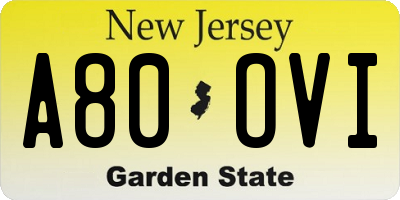 NJ license plate A80OVI