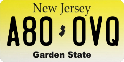 NJ license plate A80OVQ