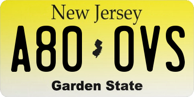 NJ license plate A80OVS