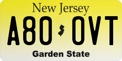 NJ license plate A80OVT