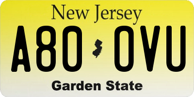 NJ license plate A80OVU