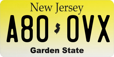 NJ license plate A80OVX