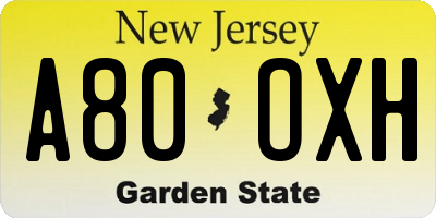 NJ license plate A80OXH