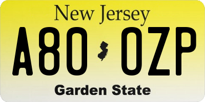NJ license plate A80OZP