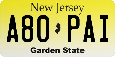 NJ license plate A80PAI