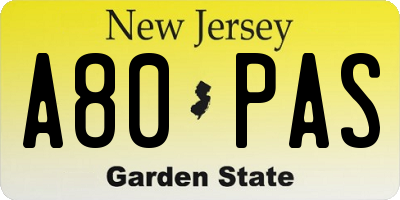 NJ license plate A80PAS