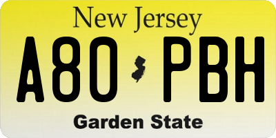 NJ license plate A80PBH