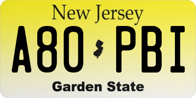 NJ license plate A80PBI