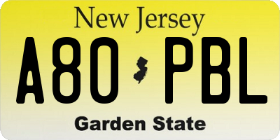 NJ license plate A80PBL