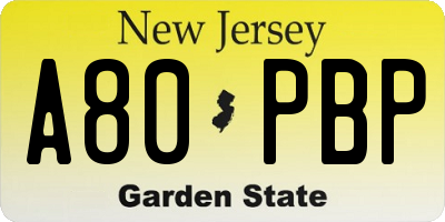 NJ license plate A80PBP
