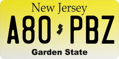 NJ license plate A80PBZ
