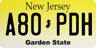 NJ license plate A80PDH