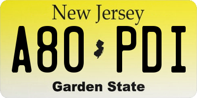 NJ license plate A80PDI