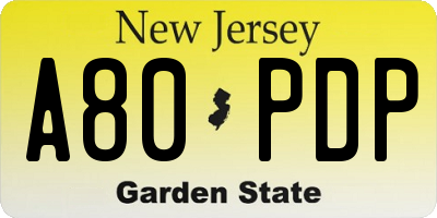NJ license plate A80PDP