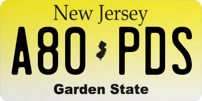 NJ license plate A80PDS