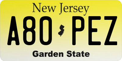 NJ license plate A80PEZ