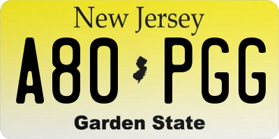 NJ license plate A80PGG