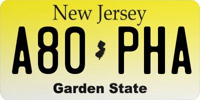 NJ license plate A80PHA