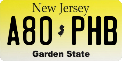 NJ license plate A80PHB