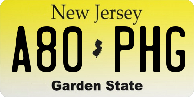 NJ license plate A80PHG