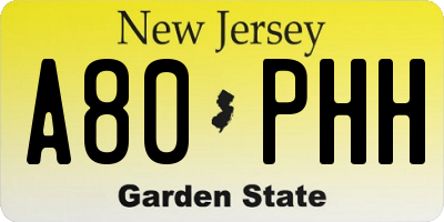 NJ license plate A80PHH