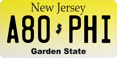 NJ license plate A80PHI