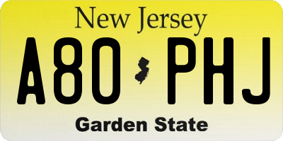NJ license plate A80PHJ