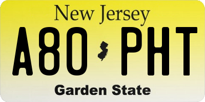 NJ license plate A80PHT