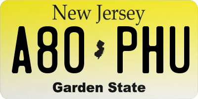NJ license plate A80PHU