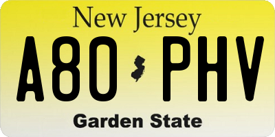 NJ license plate A80PHV