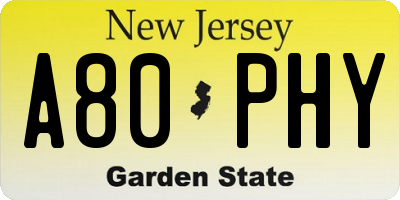 NJ license plate A80PHY