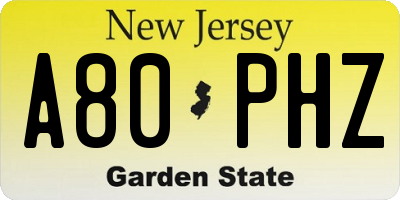 NJ license plate A80PHZ