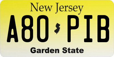 NJ license plate A80PIB
