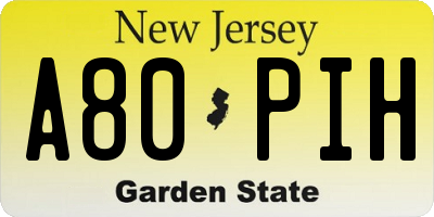 NJ license plate A80PIH