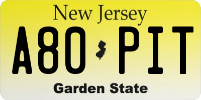 NJ license plate A80PIT
