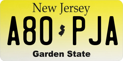 NJ license plate A80PJA