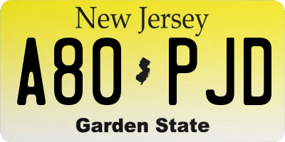 NJ license plate A80PJD