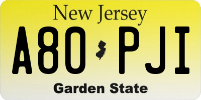 NJ license plate A80PJI