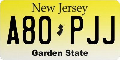 NJ license plate A80PJJ