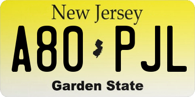NJ license plate A80PJL