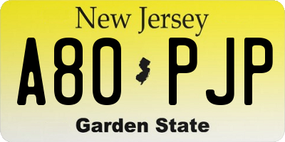 NJ license plate A80PJP