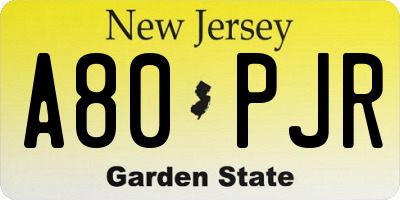 NJ license plate A80PJR