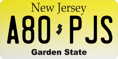 NJ license plate A80PJS