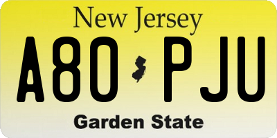 NJ license plate A80PJU