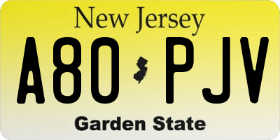NJ license plate A80PJV