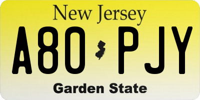NJ license plate A80PJY