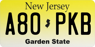 NJ license plate A80PKB
