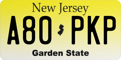 NJ license plate A80PKP